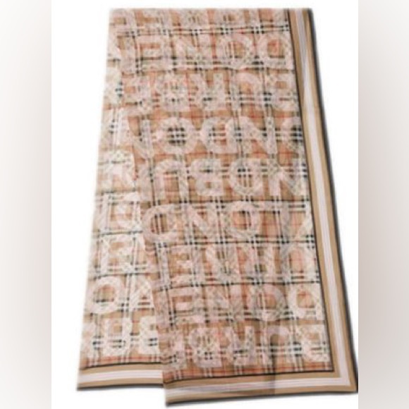 Burberry Accessories - Burberry plaid light pink silk scarf, new.